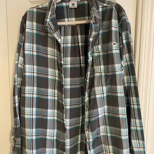 DC Men's Plaid Shirt - Gray and Teal